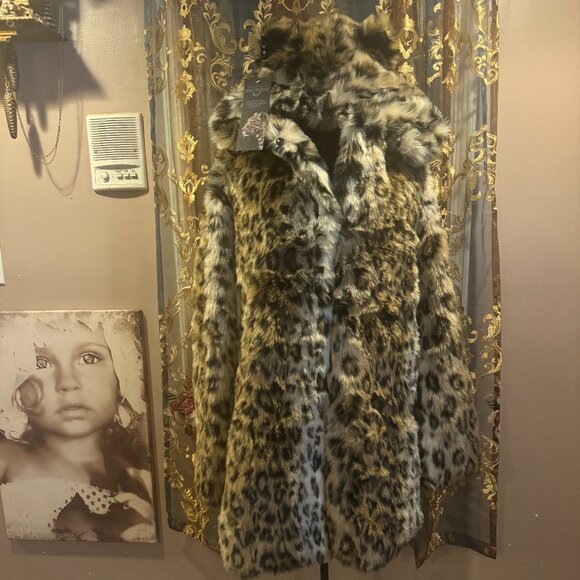 SpiritHoods faux fur leopard coat L NWT - Picture 4 of 13
